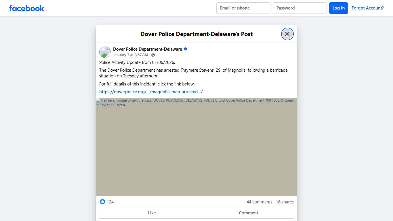 Police Activity Update... - Dover Police Department-Delaware Facebook